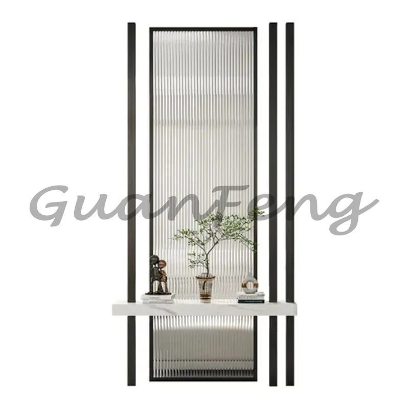 Light luxury screen partition tempered Changhong glass living room entrance solid wood decoration home modern simple entrance
