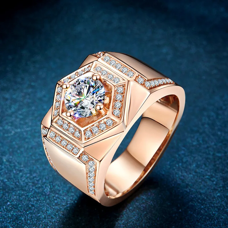 Classic platinum diamond ring can be customized into 18k rose gold or colored gold imposing men's ring - Men's jewelry