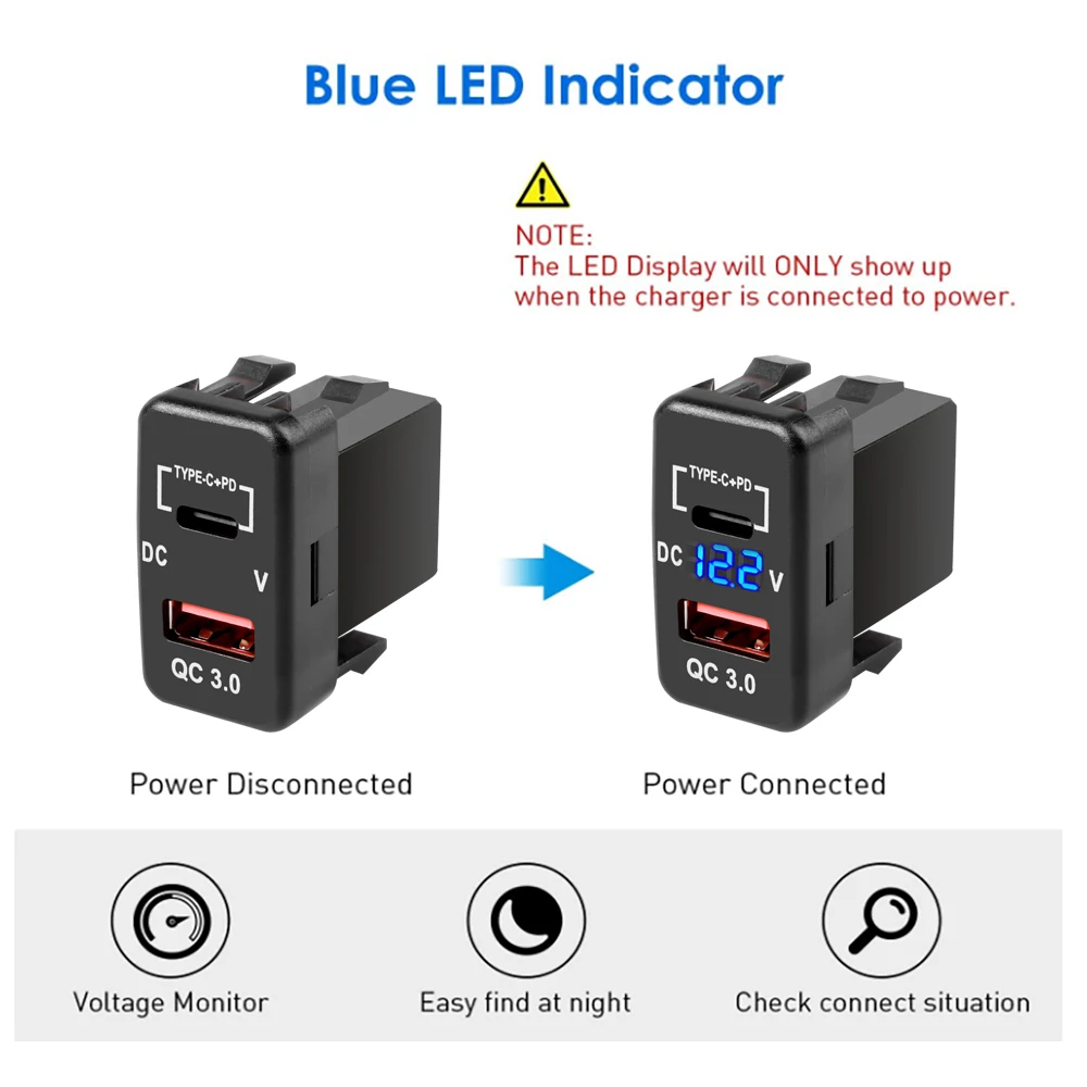 Car Charger Dual USB C PD Ports Phone Quick Charge QC3.0 Auto Adapter Phone 12V Car Cigarette Lighter Socket Charger For TOYOTA