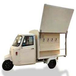 Electric Food Truck Mobile Cold Drinks Beer Cart Cooler Beer Dispenser Piaggio Ape 3 Wheeler Bar Cart with Refrigerator