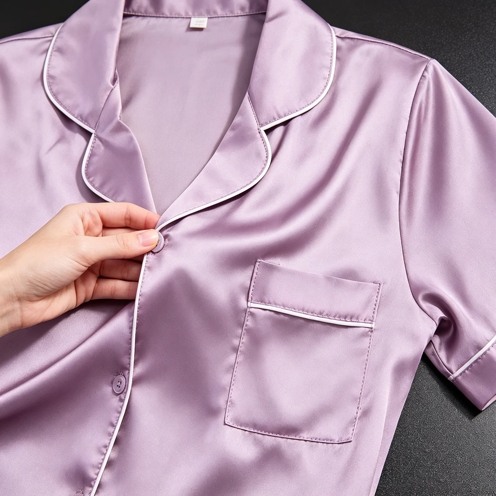 Women's Ultra-Soft Loose Ice Silk Pajama Set Lightweight Silky Satin Cool Short-Sleeve & Shorts Loungewear Pajamas Set Summer