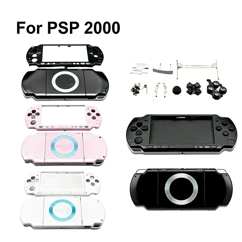 Kompletna obudowa konsoli PSP 2000 2001 2002 2003 2004, zamiennik obudowy z przyciskami i zestawem śrub.