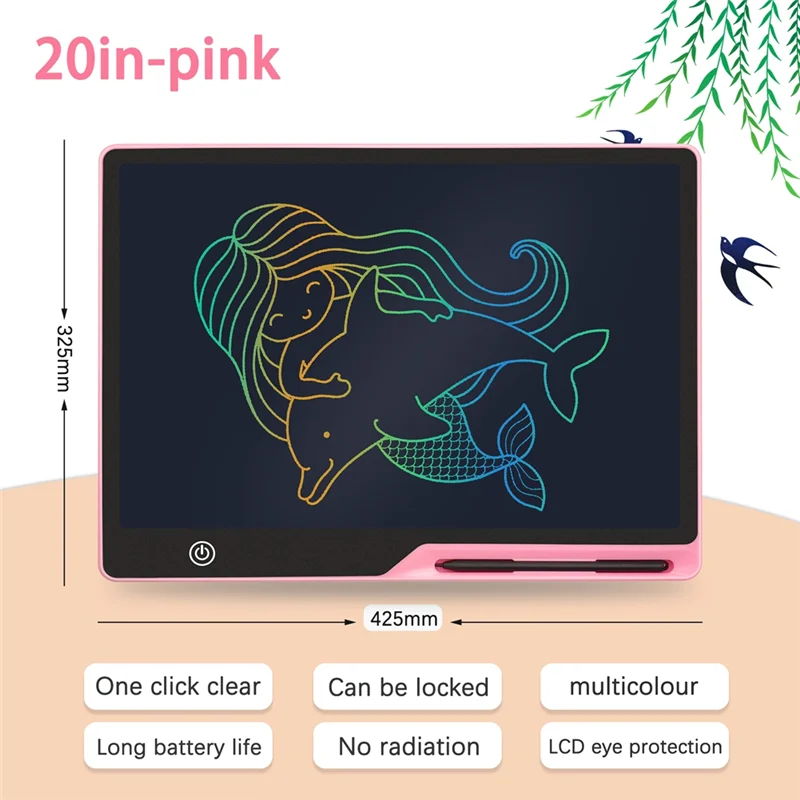 Tablero de escritura LCD de 20 pulgadas, pintura de escritura artística, herramientas educativas para niños y niñas, bebés y niños de 20 pulgadas