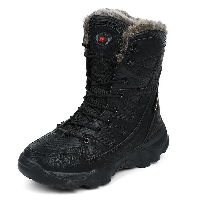 

New men's quality brand leather boots, work safety shoes, tactical desert battle men's boots, plus fleece cold-proof ankle boots