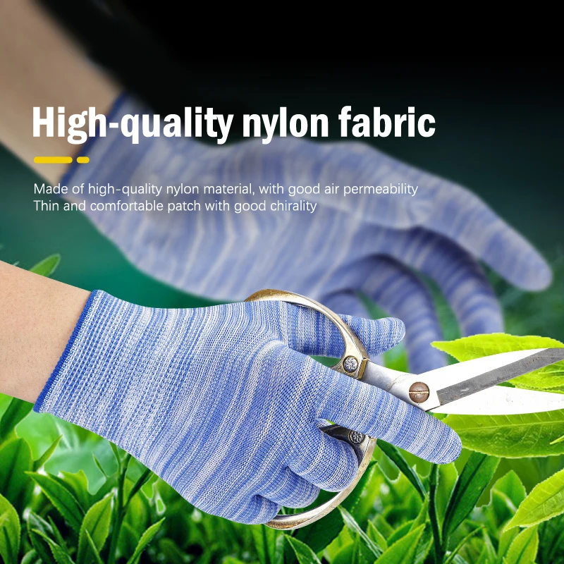 1Pair Stripe Nylon Gardening Gloves Color Non-Slip Working Gloves Housekeeping Gloves For Yard Cleaning Planting Working