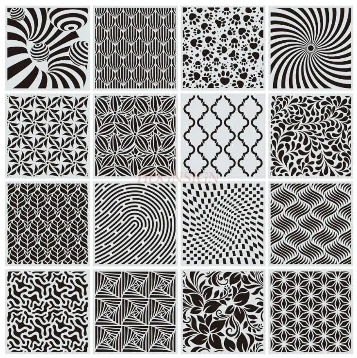 16 قطعة/المجموعة DIY قالب هندسي ماندالا الرسم قالب سيراميك رذاذ اللوحة غير النظامية قالب جوفاء