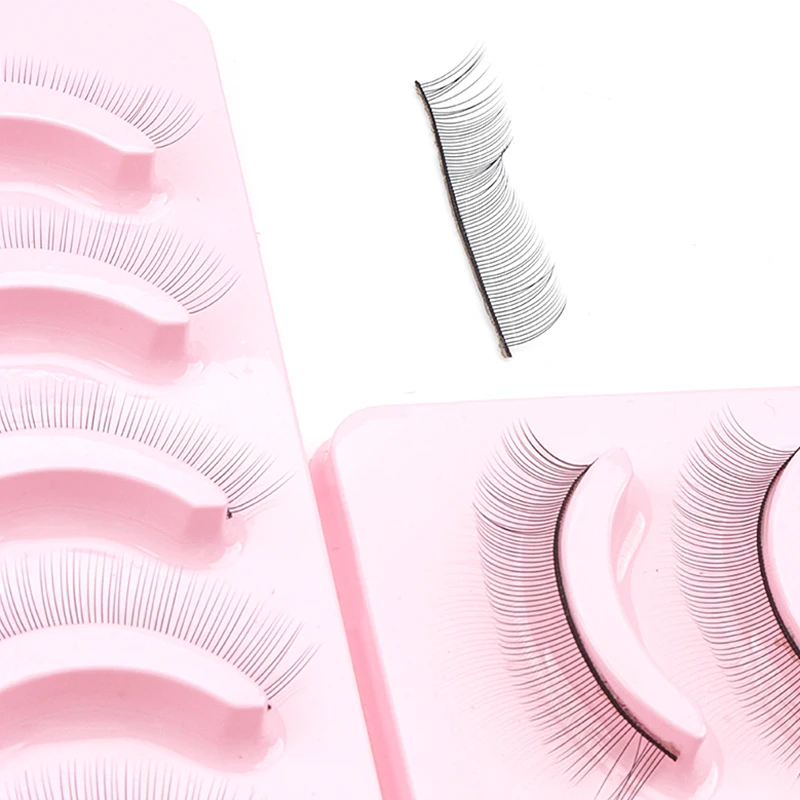 5 Pairs Pink Box Training Lashes Eyelash Extension Practice Grafting Natural False Eyelashes For Beginner Teaching Makeup Tools