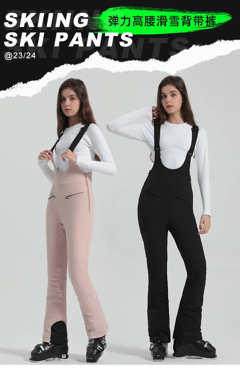 2024 Gsou Schnee Winter Skihose Frauen Snowboard Riemen Hose hohe Taille elastisch wind dicht wasserdicht verdicken Thermal für den Außenbereich – Detail 4