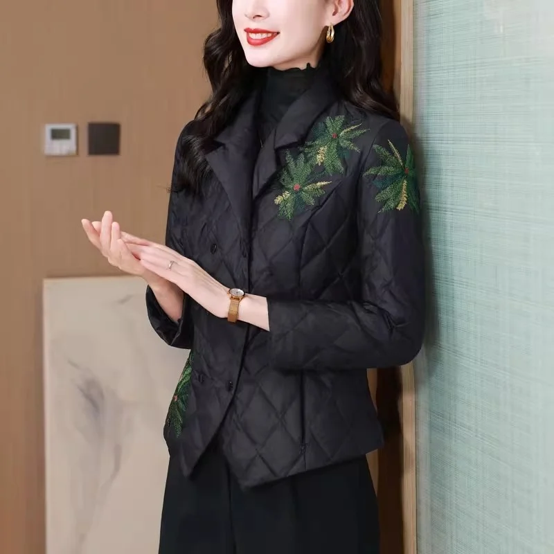 Suit Collar Down Cotton Jacket,Autumn Winter Mom's Loose Casual , Lightweight And Slim Fit Coat For Women Elegant w1591