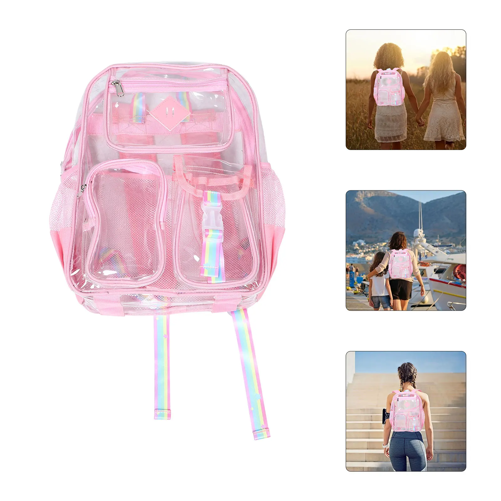 

Clear Transparent Pvc Backpack For Women Girls Waterproof Mini Bag Large Capacity Gym Outdoor Concert Use Raincoat Category