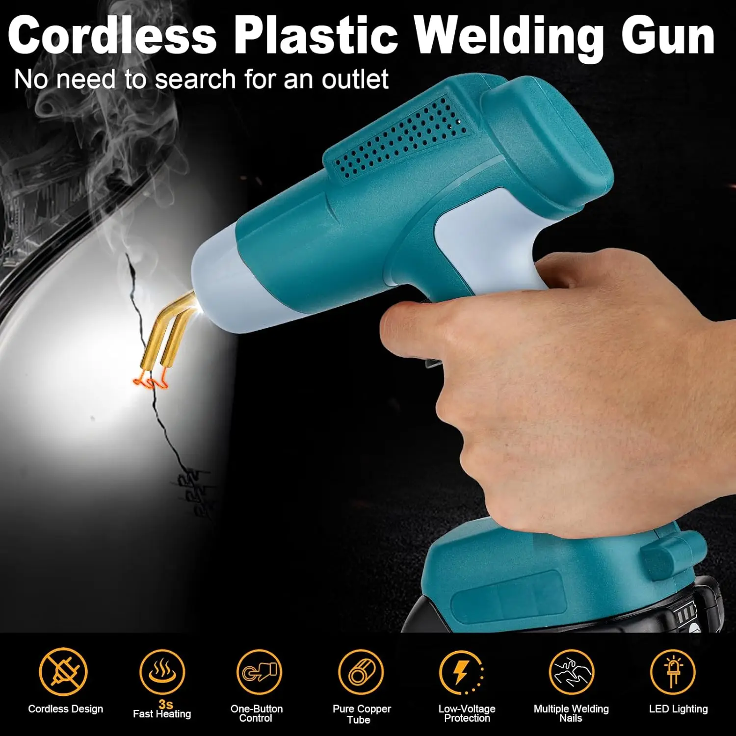Cordless Hot Stapler Plastic Welding Power Tools for Makita/Dewalt/Milwuakee/Ryobi 18V Battery for Automotive Bumpers