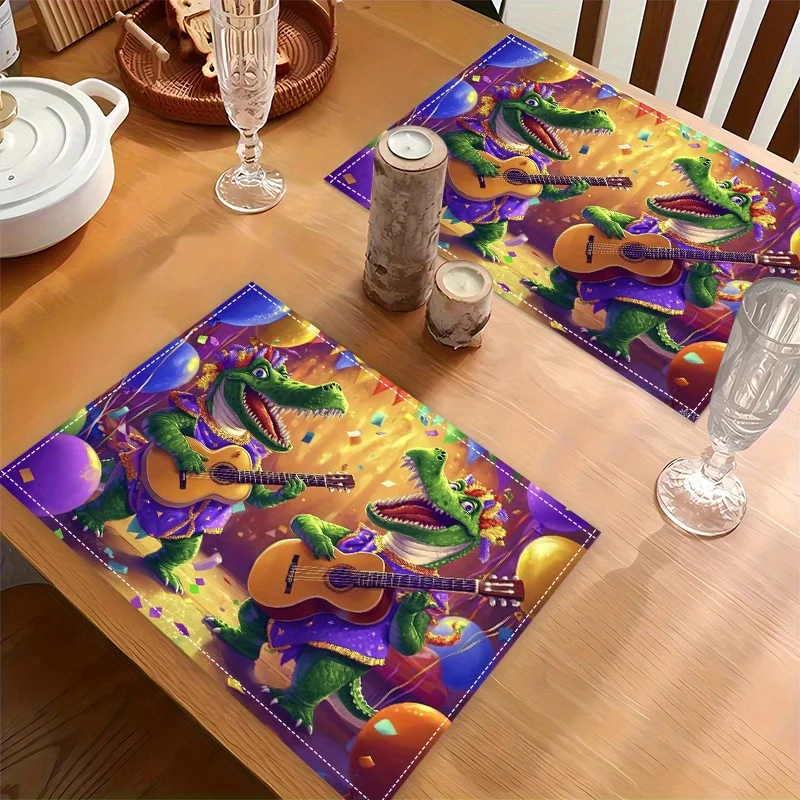 1PC Carnival Placemats (2D print)Crocodile Band Modern Table Decorative Pad for Dining Decor