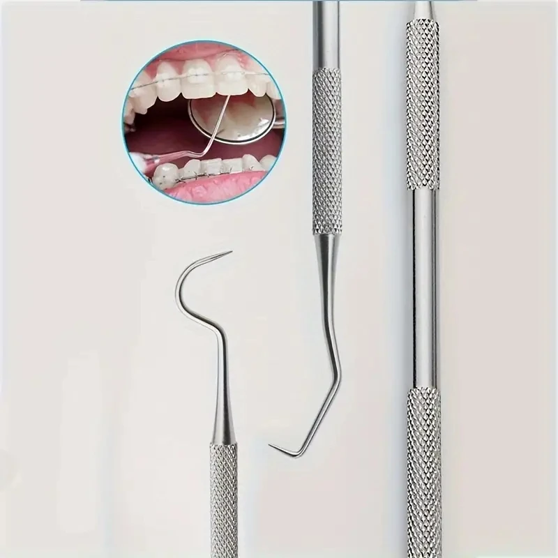 3PCS Stainless Steel Dental Tool Set Dental Oral Care Endoscopic Cleaning Calculus Remover Tooth Stains And Tartar image 6