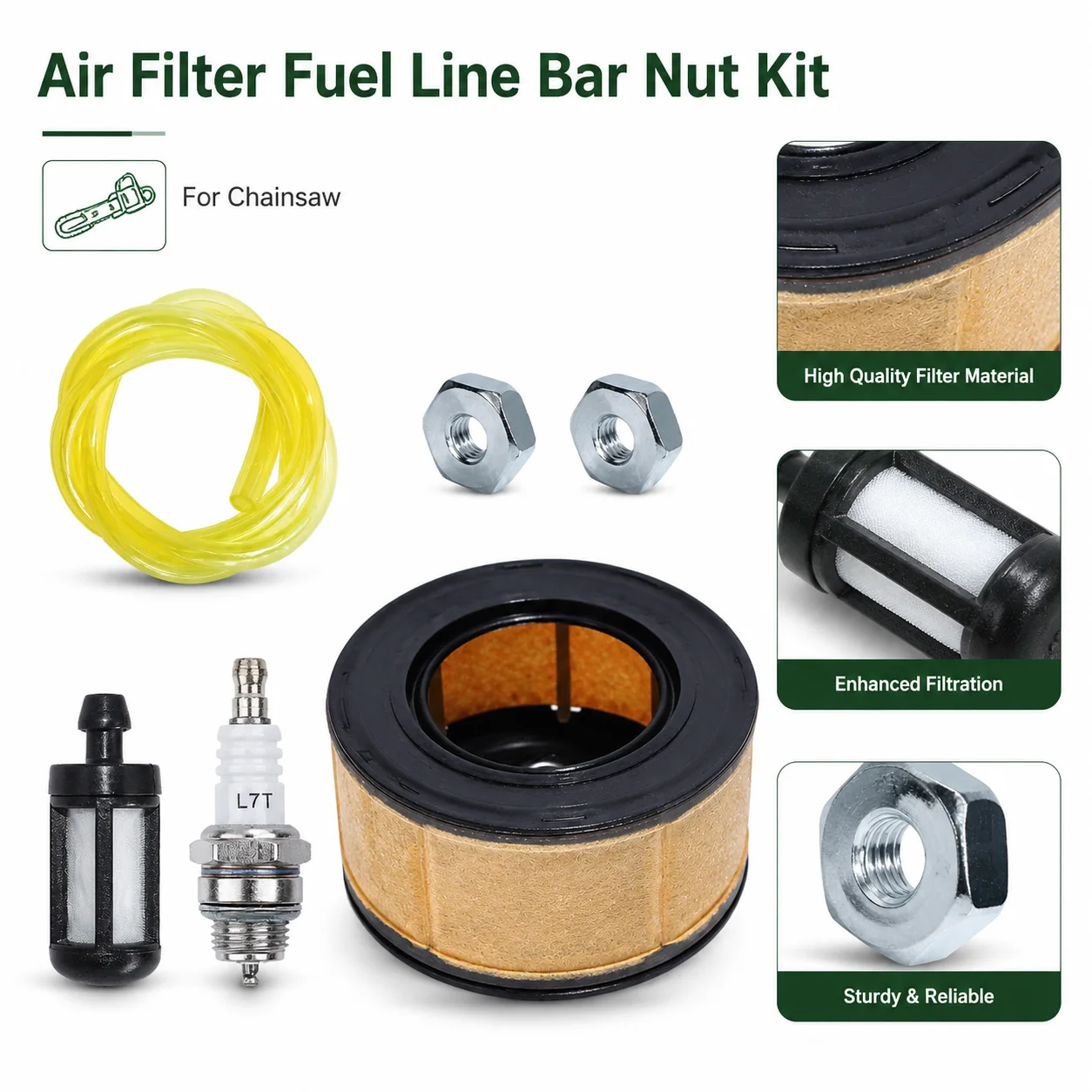 Air Filter Fuel Line Kit W/ Spark Plug Fuel Filter Bar Nuts For Stihl MS251 MS261 MS271 MS291 MS311 MS381 MS391 1141 120 1600