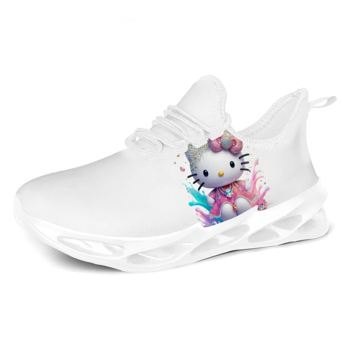 

Повседневные кроссовки, женские милые кроссовки Hello Kitty с красочными брызгами, мужская обувь, дышащие кроссовки без шнуровки, спортивные кроссовки на открытом воздухе Disney