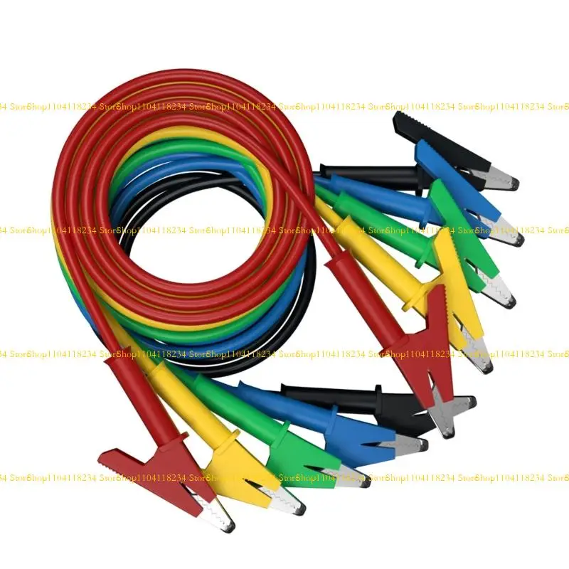 

P9FB Pack of 5 Spring Loaded Alligators clip Test Cables 1meter Flexible Wire Double Ended Alligators clip Test for Automotive