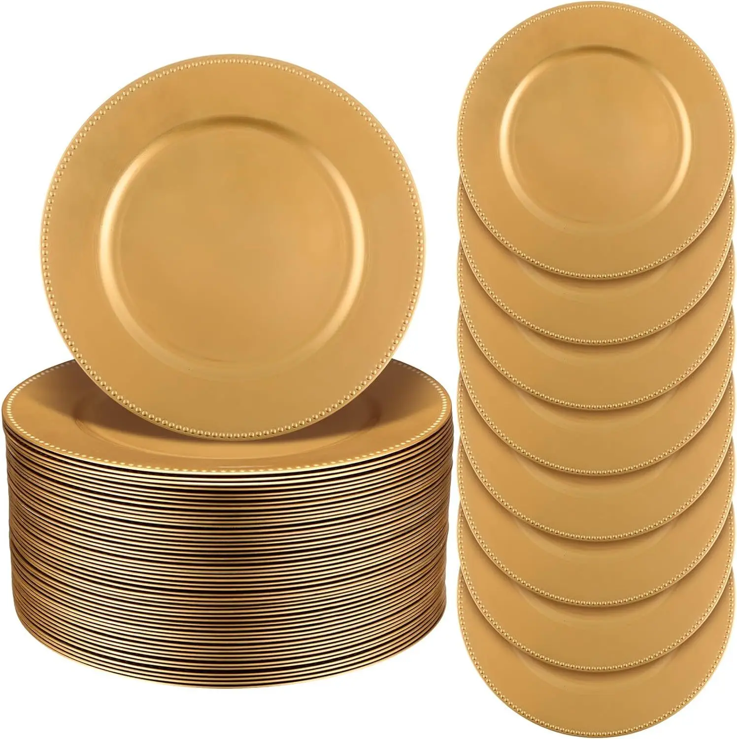 

Gold Charger Plates Set of 5 Chargers for Dinner Plates for Thanksgiving and Christmas Wedding Party Birthday and Holiday Event