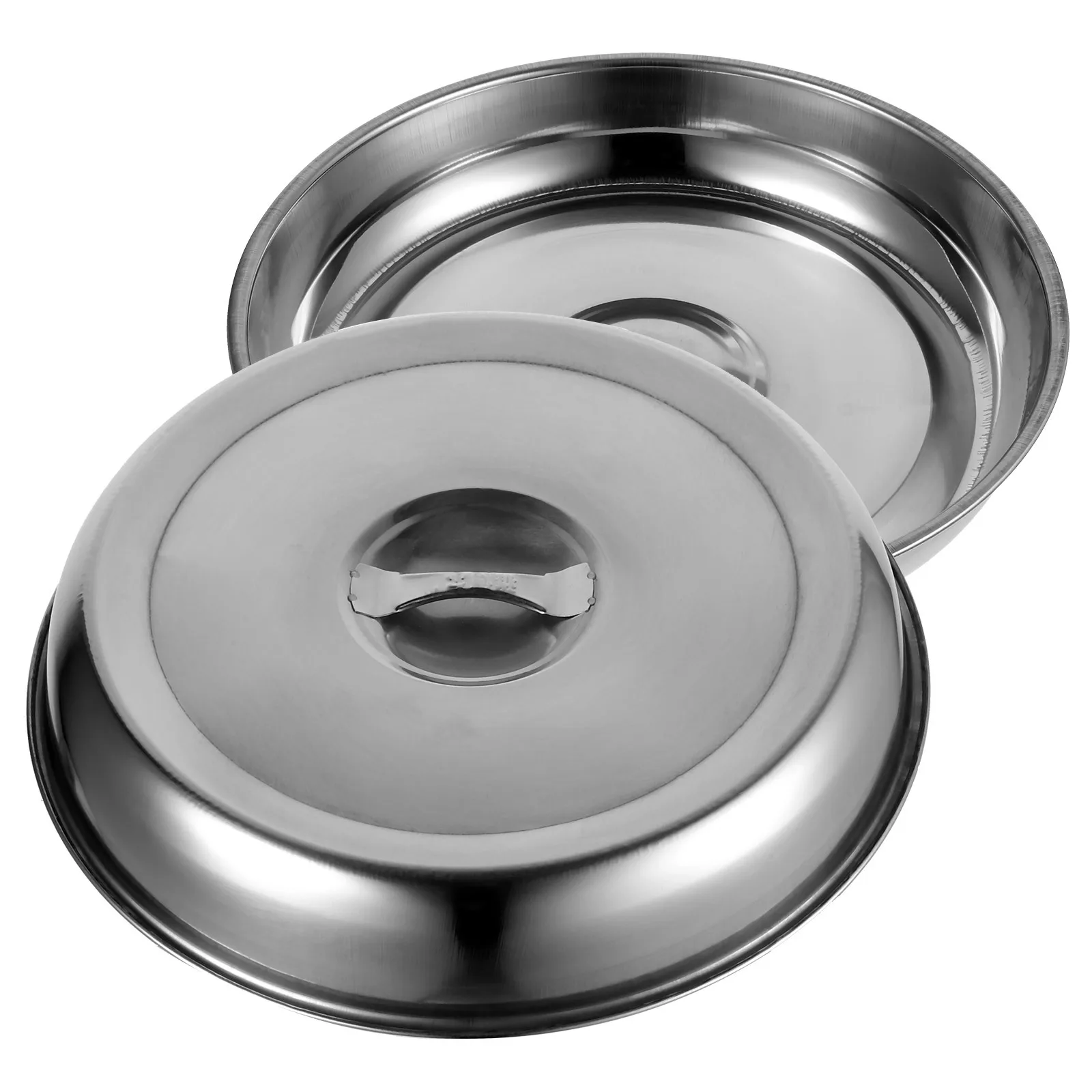 

2Pcs Round Steak Hood Stainless Steel Cover Anti Splash Cookout Tool for Burgers Beef Bread Grilled Sandwiches Kitchen Use