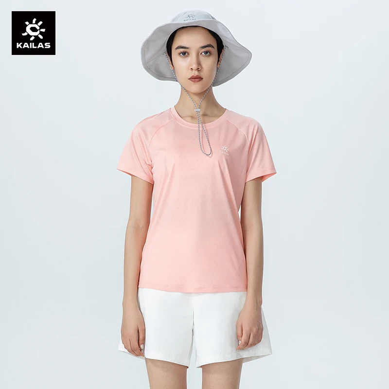 

KAILAS Summer Short Sleeve T-shirts for Women 2024 New Crew Neck Tee Outdoor Sports Solid Patchwork Breathable Tops KG2227602