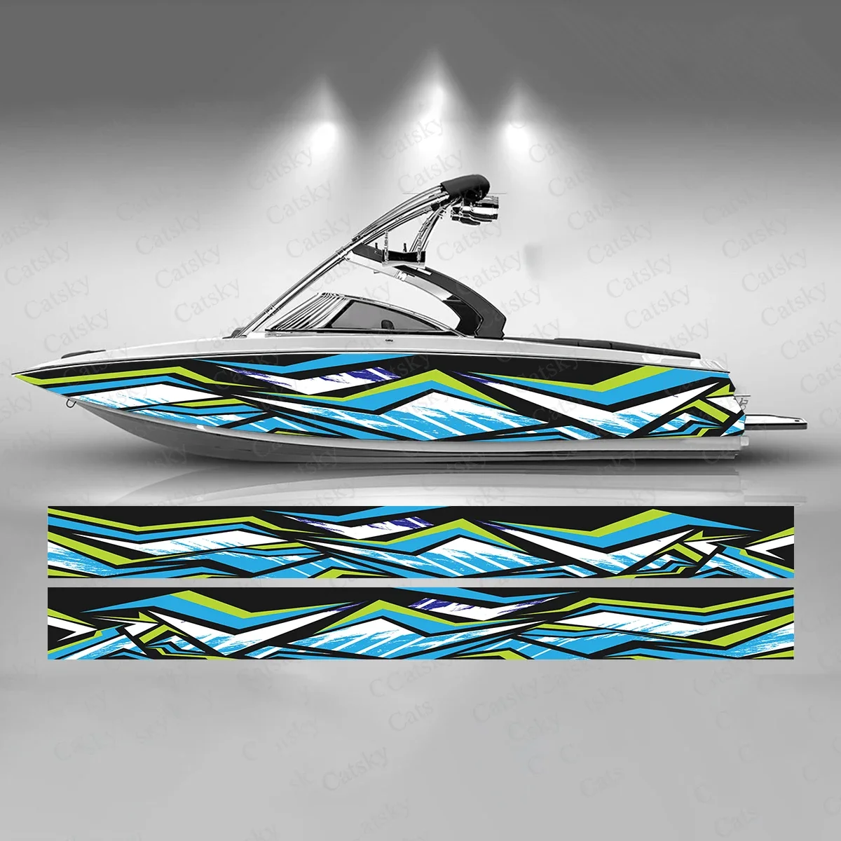 Colorful Sharp Lines Beautiful Boat Sticker Fashion Custom Fish Boat-Sticker Vinyl Waterproof Boat Wrap Graphic Boat Wrap Decal