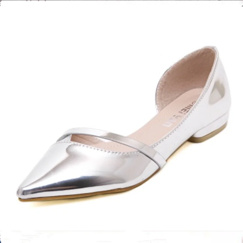 Ladies High Quality Flats Shallow Toe Silver Pink Grey Slip-ons For Wedding Party Plus Size 48 Cover Heel Comfortable Sole Cute