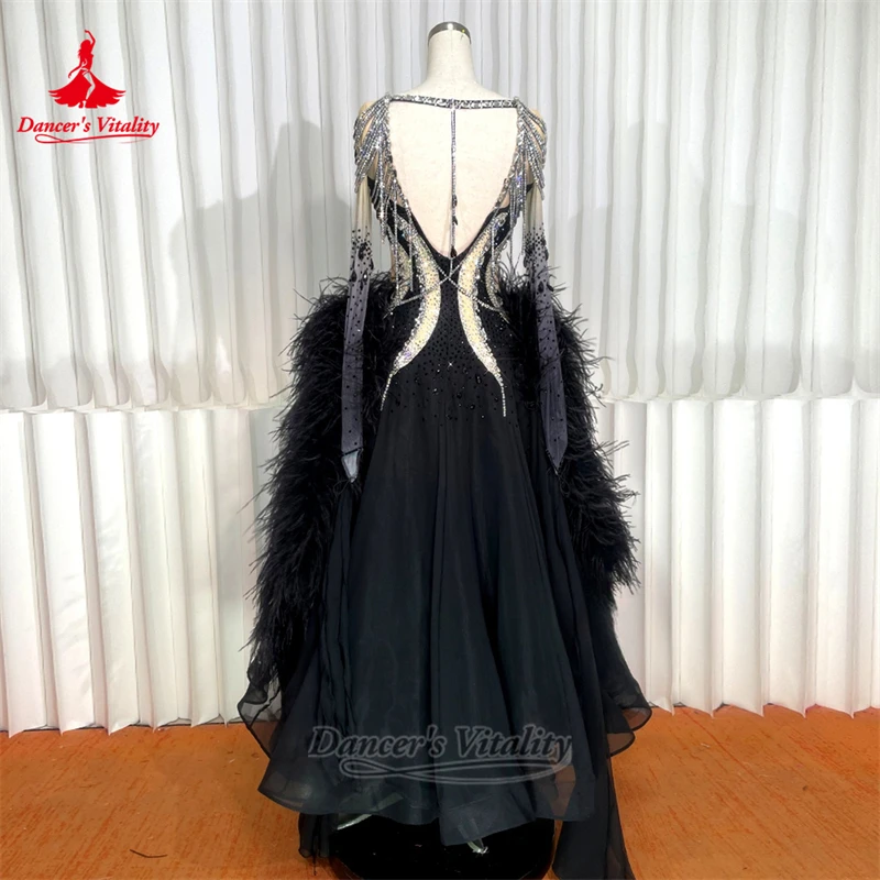 International Championship Ballroom Dance Luxurious AB Stones Graceful Dresses Customized Dancer's Vitality Adult Waltz Outfit