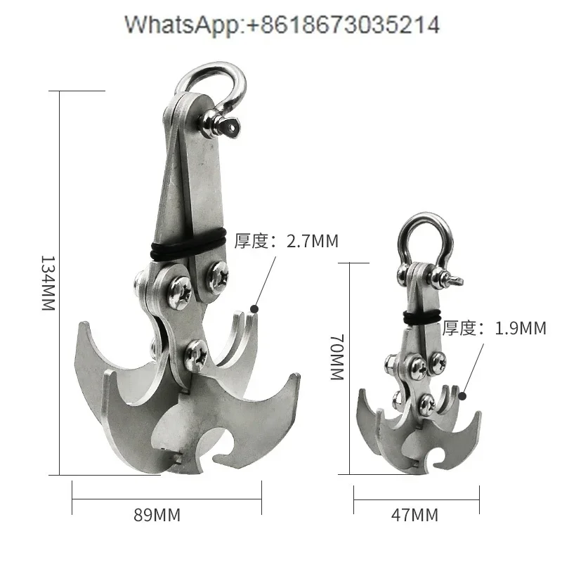 Gravity Hook, Stainless Steel Survival Folding Escapement Hook, Rock Climbing Heavy Claw Flying Tiger Hook