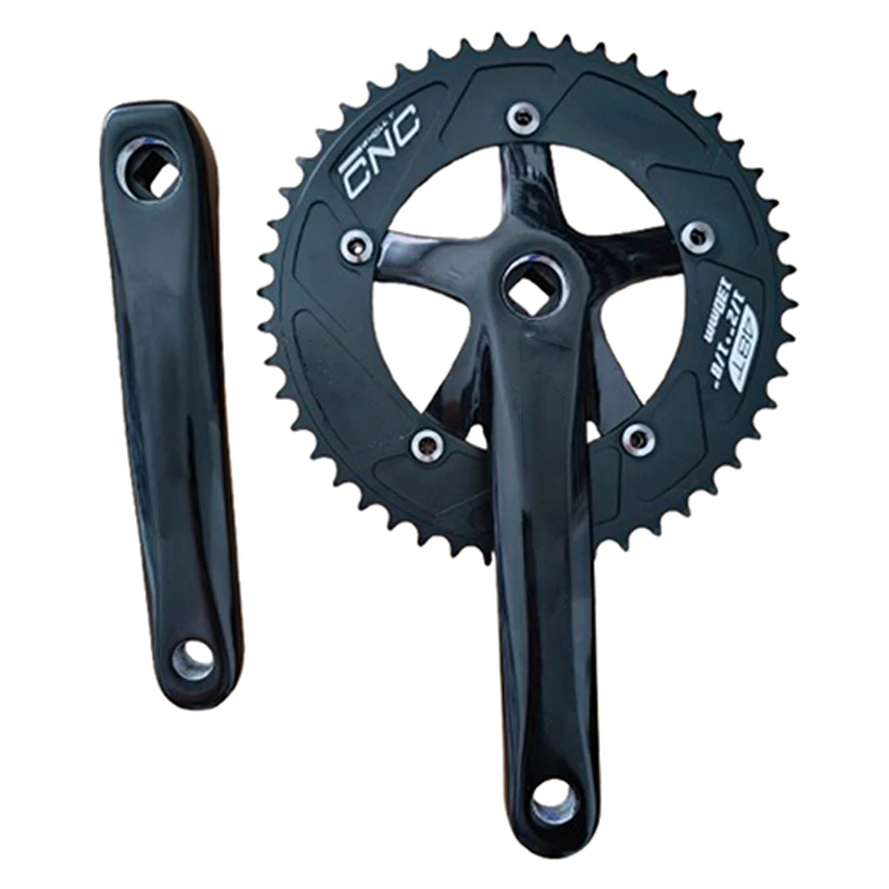 Square Hole 48T Bicycle Crankset for Track and Fixed Gear Bikes Featuring Lightweight Aluminum Construction BCD130