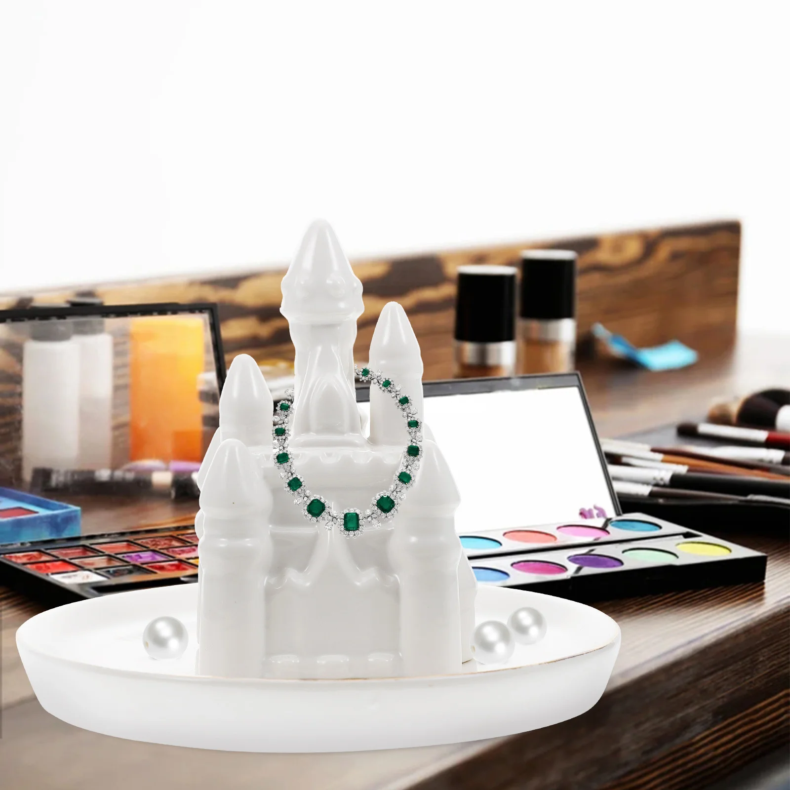 

Ceramic Jewelry Storage Plate Castle Design Decorative Tray For Ring Earring Necklace Organizer Home Decor Gift Desktop