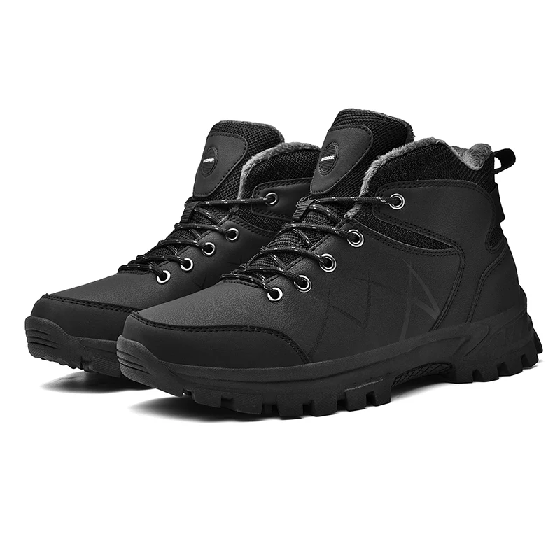 HIKEUP-zapatos impermeables de cuero para hombre, zapatillas de deporte de diseñador, informales, transpirables, color negro, para invierno