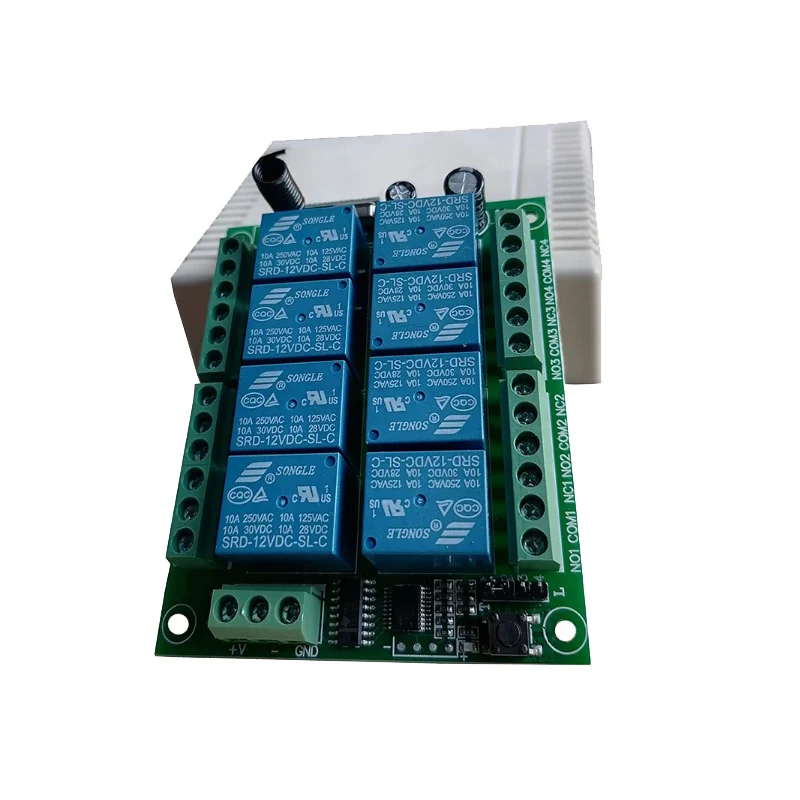 433MHZ DC 12V 24V 8CH RF Interruttore di telecomando senza fili Sistema di controllo remoto Ricevitore Trasmettitore industriale Relè 8CH