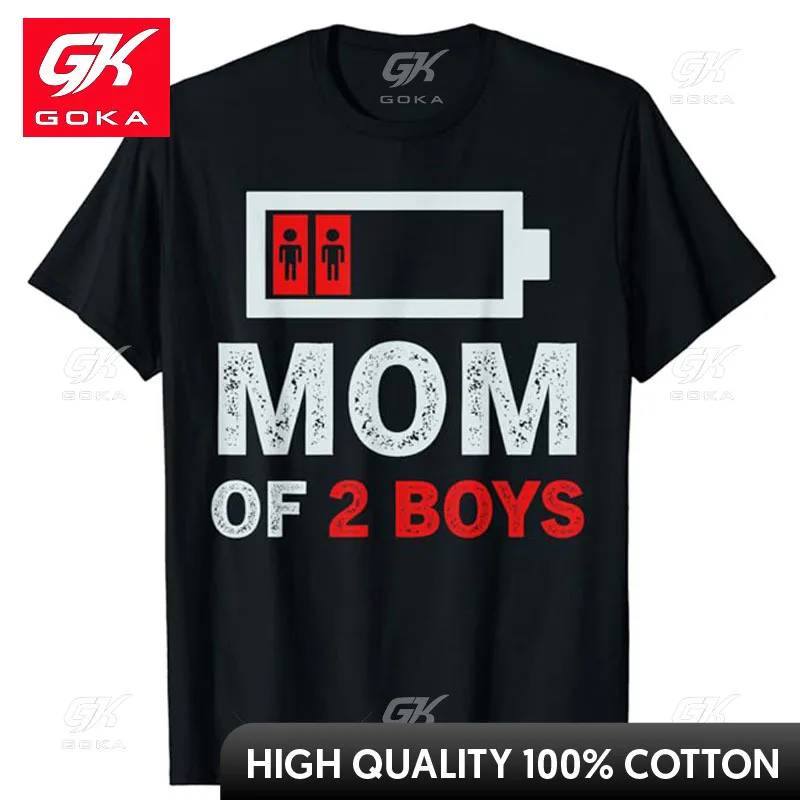 MOM OF 2 BOYS Shirt From Son Mothers Day Birthday Women T-Shirt Mama Gift Humor Funny Letter Print Mommy GOKA Tee Fashion Tops