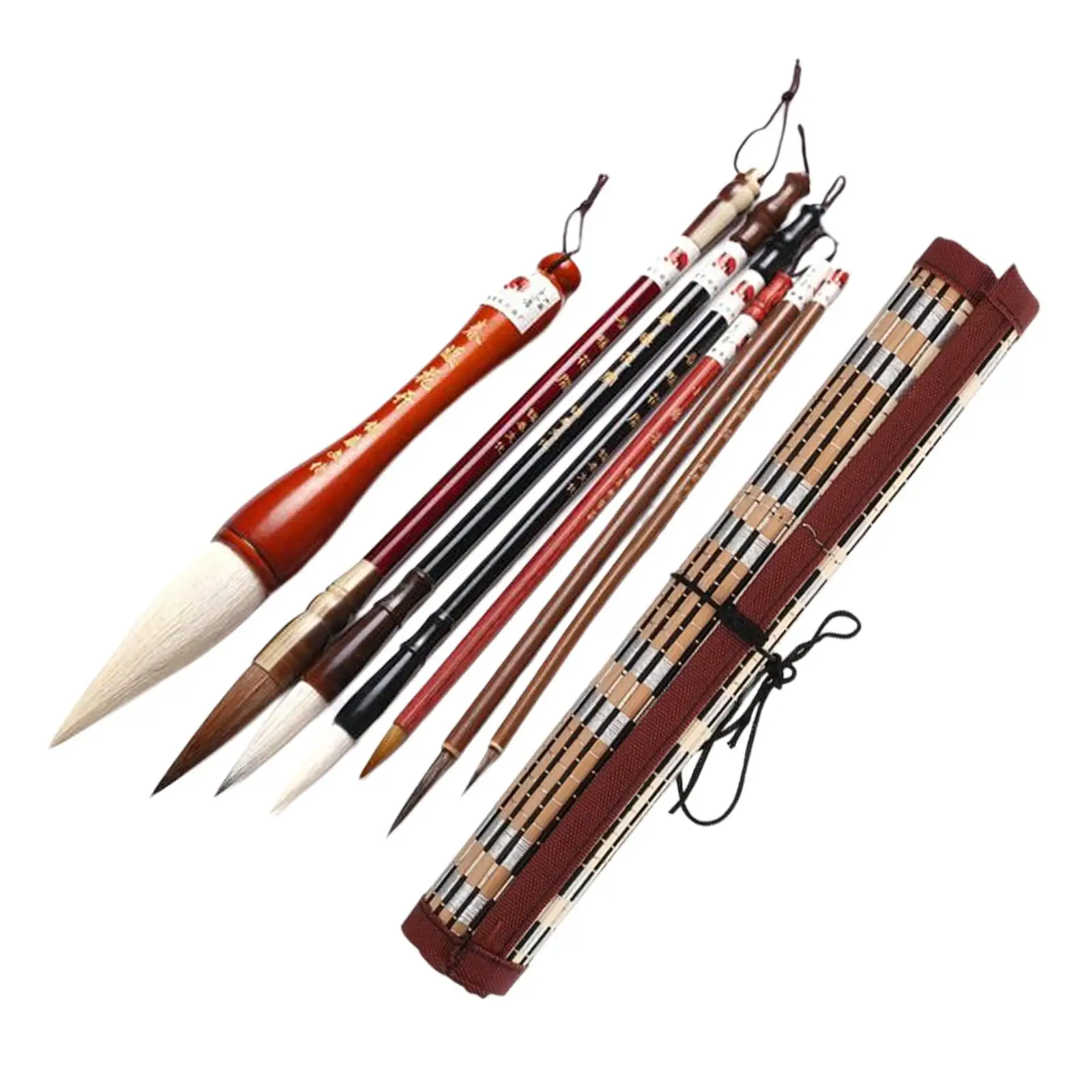 Asian Art Brush Set with Portable Holder - Perfect for Calligraphy and Sumi Painting