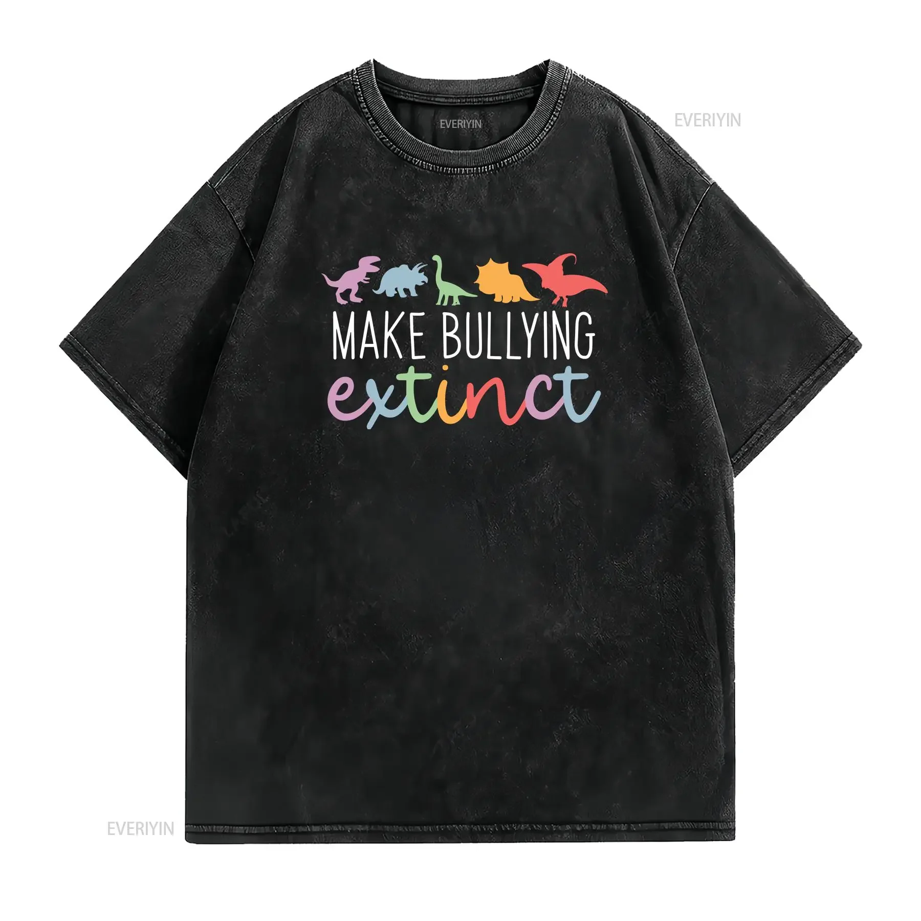 Make Bullying Extinct Dinosaur Anti T Shirt Stop Lover Counselor vintage Washed Stylish Soft Slightly graphic Unisex fashion