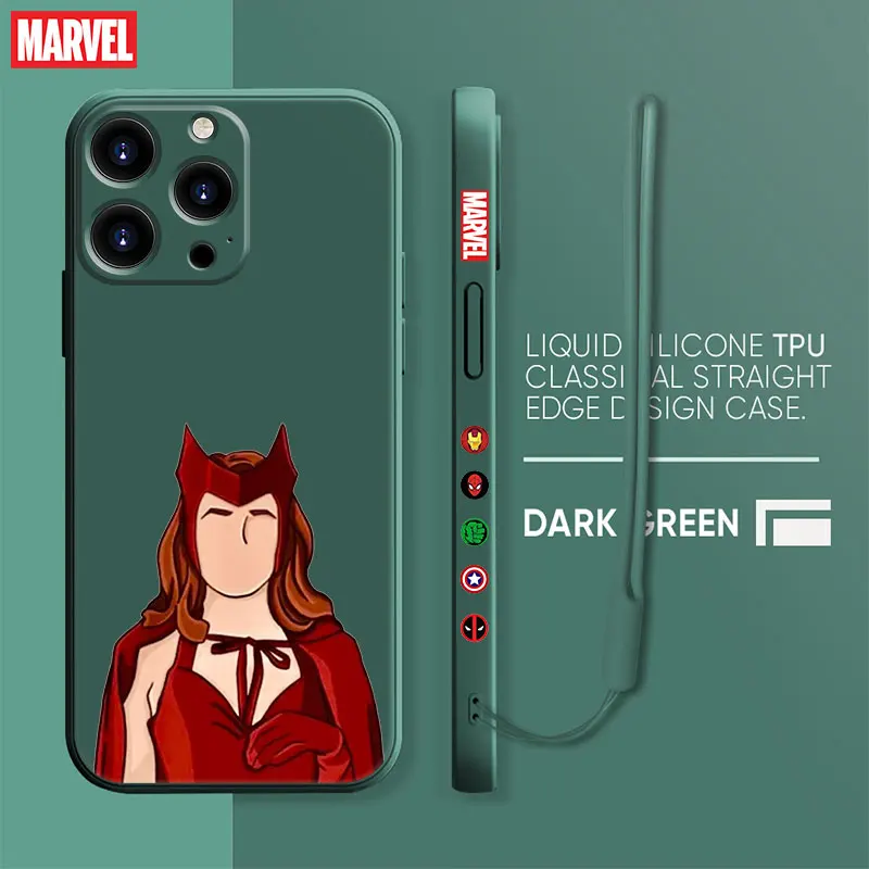 Luxury Liquid Silicone Phone Case For iPhone 15 14 13 12 11 Pro Max Mini X XR XS Max 7 8 Marvel Loki Wanda No Face Art Cover