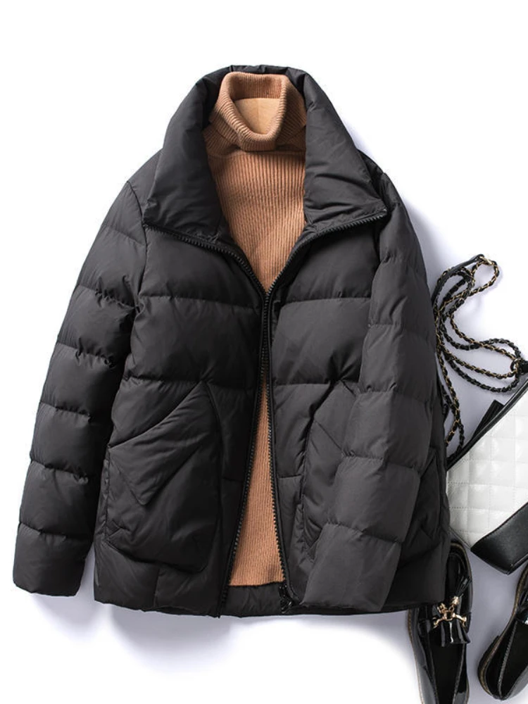 

Winter Warm Thick Down Jackets Coats Women Short Parkas Fashion Black Cotton Padded Lady Down Jacket Elegant Zipper Clothes 2023