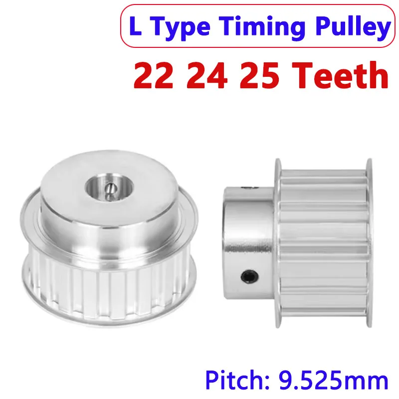 1pcs L Timing Pulley 22 24 25 Teeth Aluminum Synchronous Wheel Tooth Width 14/21/27mm Pitch 9.525mm Bore 12-30mm