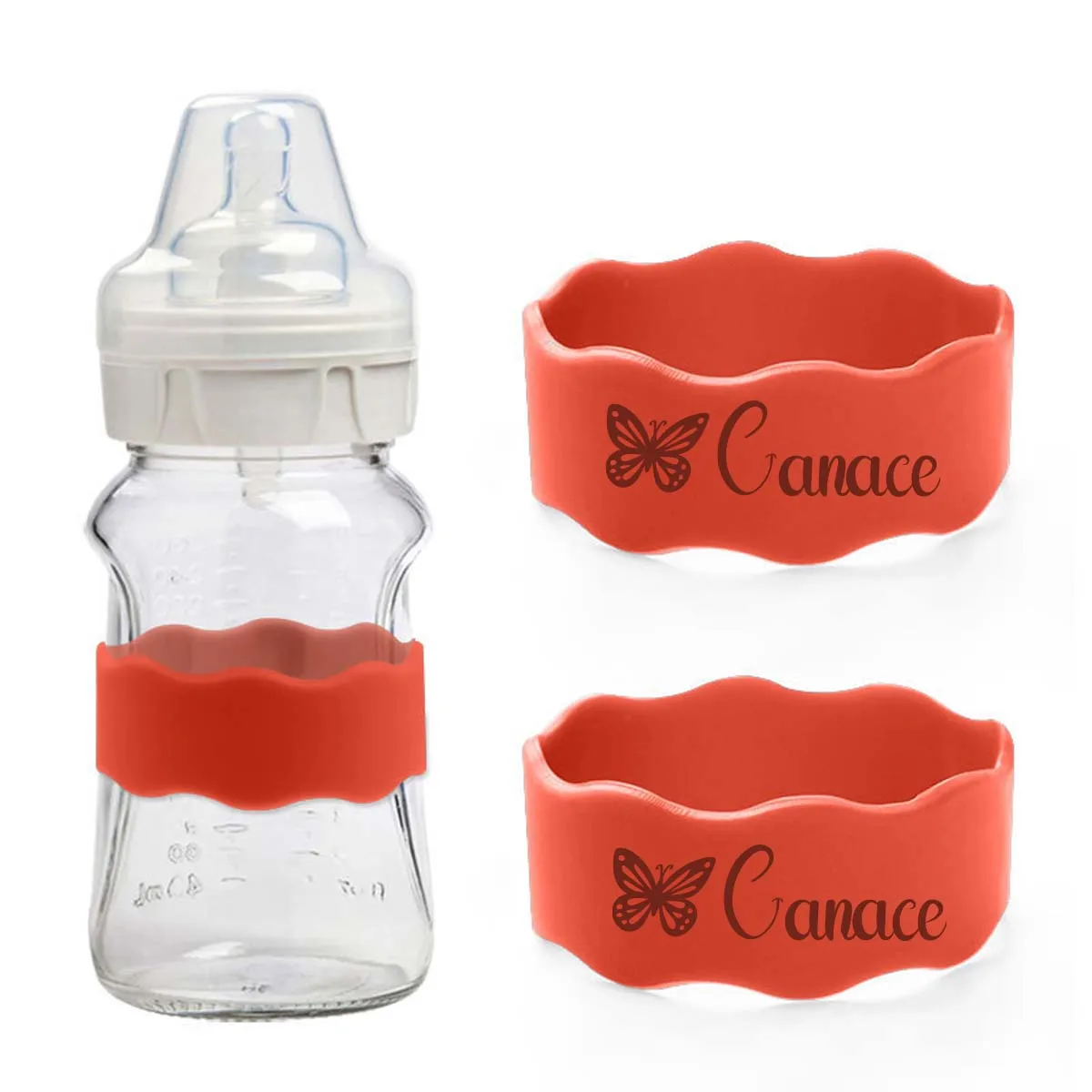 Custom Name Cup Sleeve Silicone Band Anti Slip Tumbler Grip Wrap Reusable Water Bottle Decor Strap Custom Newborn Shower Gift