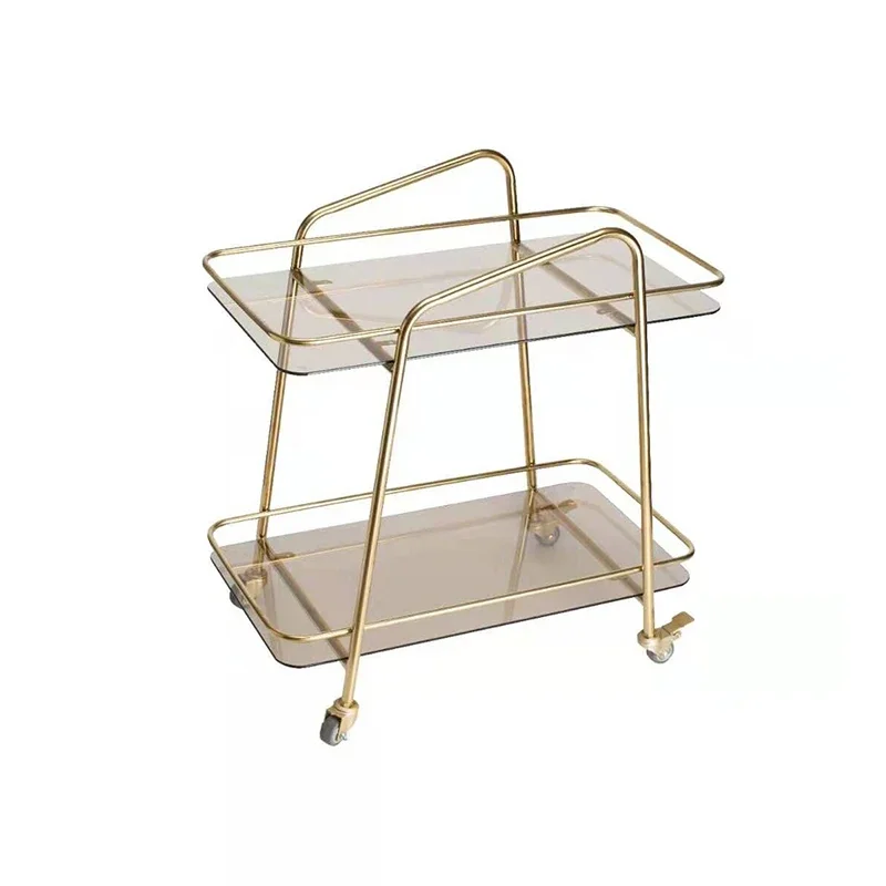 

Simple Home Mobile Trolley Living Room Wine Hotel Stainless Steel Dining Cart Bedroom Shelf Glass Cart
