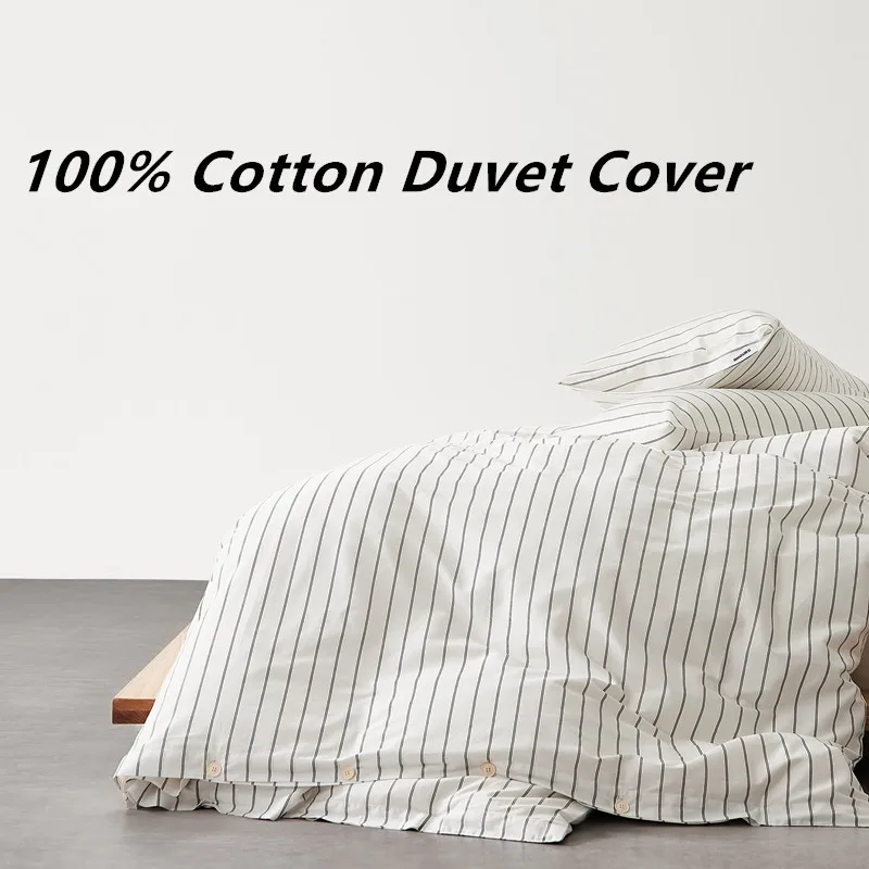 Funda nórdica estilo raya, funda de edredón 100% de algodón, ropa de cama agradable para la piel, fundas de edredón para adultos y niños (sin funda de almohada), 1 ud.