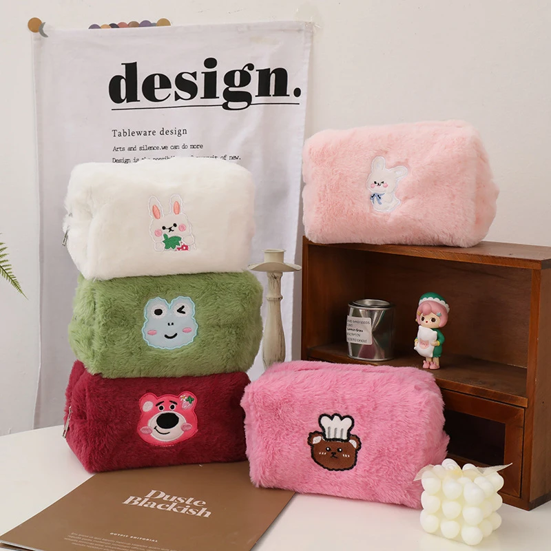 

Plush Makeup Bags For Women Soft Travel Cosmetic Bag Organizer Case Young Lady Girls Organizer Pouch Kawaii Pencil Case Bags