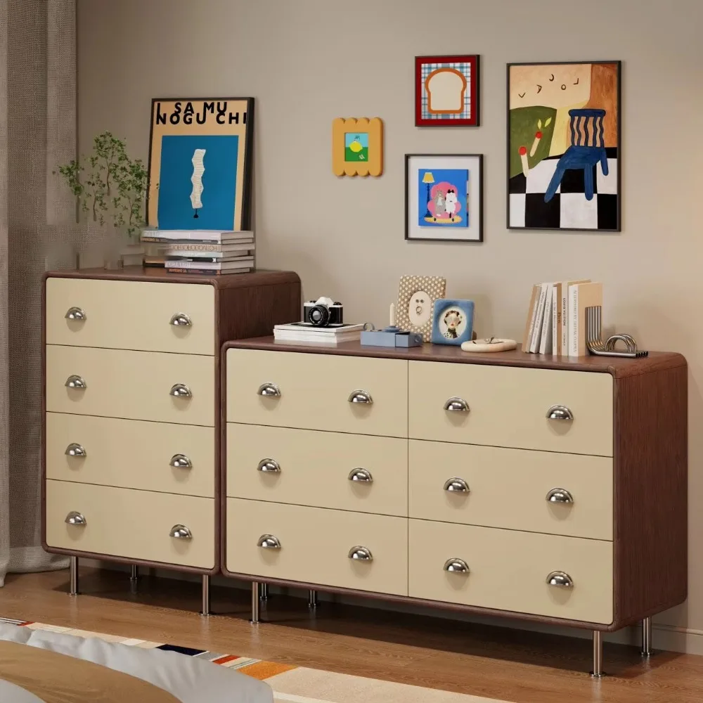 French Modern Vintage Solid Wood 5-Drawer Tall Chest, Wall Decor Storage Cabinet for Bedroom, Living Room Home Furniture