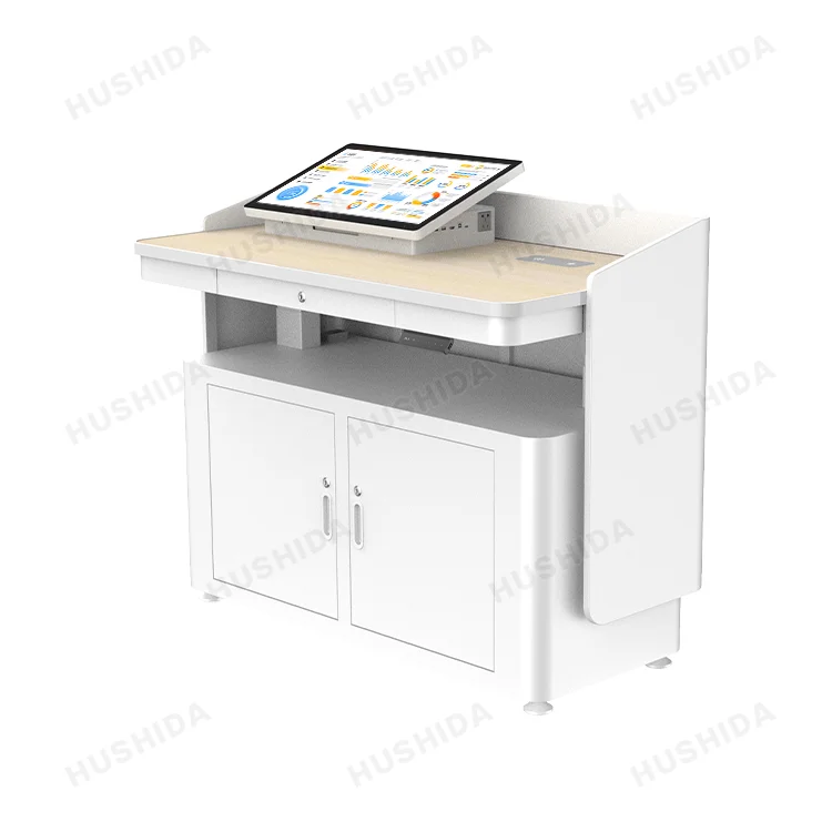 HUSHIDA 23,8 Polegadas Tela Sensível Ao Toque Moderno Multimídia Eletrônico Aço Equipamento Educacional Pódio para Escola e Grande Conferência