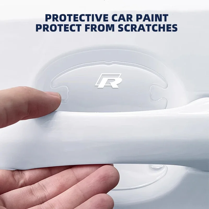 4 قطعة/المجموعة شفافة مقبض باب السيارة السلطانية ملصق ل Volkswagen VW Rline R جولف جيتا بولو باسات B5 B6 طوارق بورا بيتل