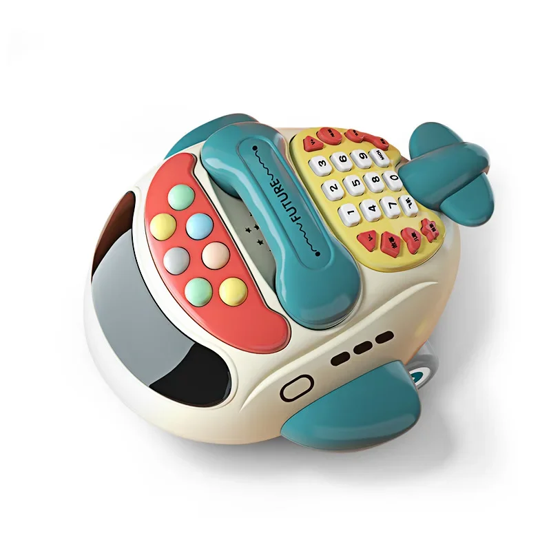 Children\'s Multifunctional Bilingual Plane Projection Ground Mouse Telephone Story Machine Baby Mobile Phone Educational Toys