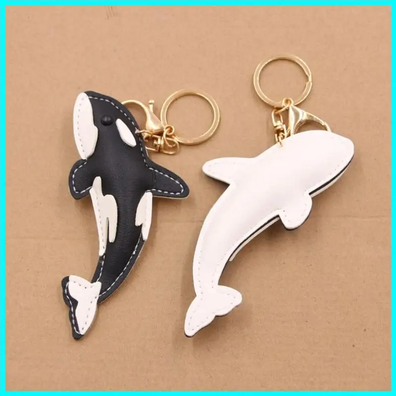 Lovely PU Leather Whales Dolphin Keyring Cartoon Shark Ocean Animal Keychain Purse Bag Pendant Gifts Souvenir Jewelry