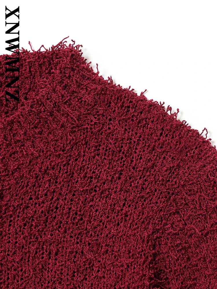 XNWMNZ 2025 Autunno Lady Fashion Pendolarismo Manica lunga Maglia a maniche lunghe Top Chic Casual Abbigliamento donna O-Colletto Semplice Cardigan