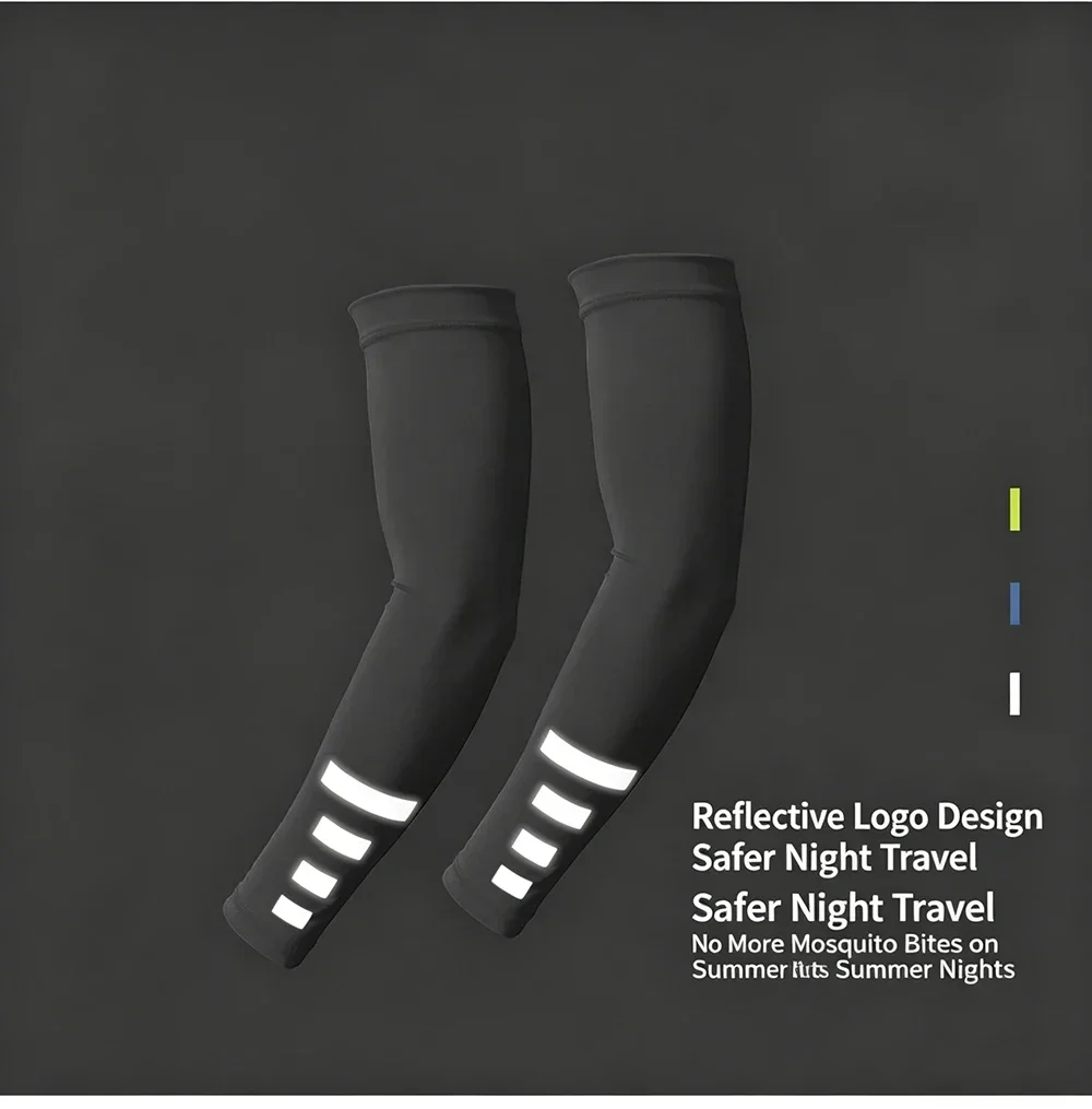 Outdoor Sun Protection Quick-Drying Cycling  Arm Sleeves,Night Running Reflective Solid Color Ice Silk Sun Protection Arm Sleeve