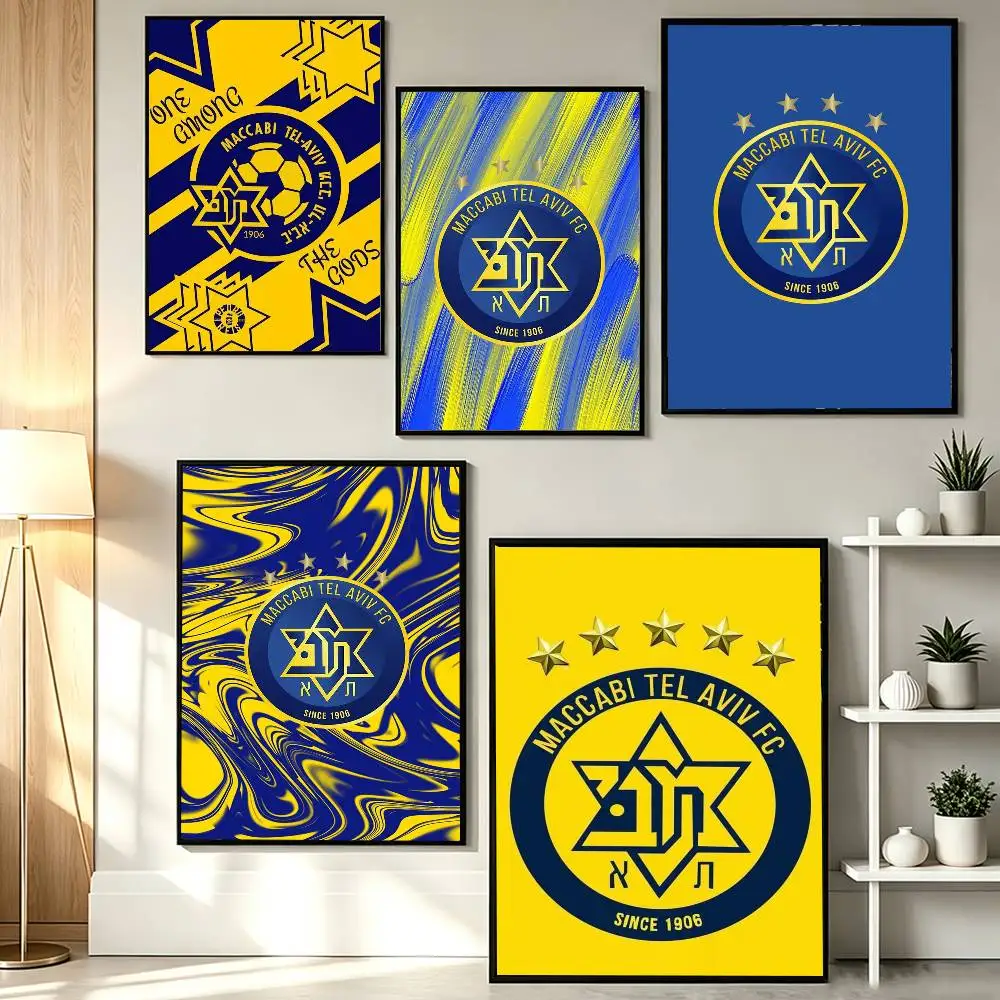 M-Maccabi Flag Tel-Aviv 1906 Poster HD Self Adhesive Waterproof Wall Art Ideal for Home Office Dorm Gift
