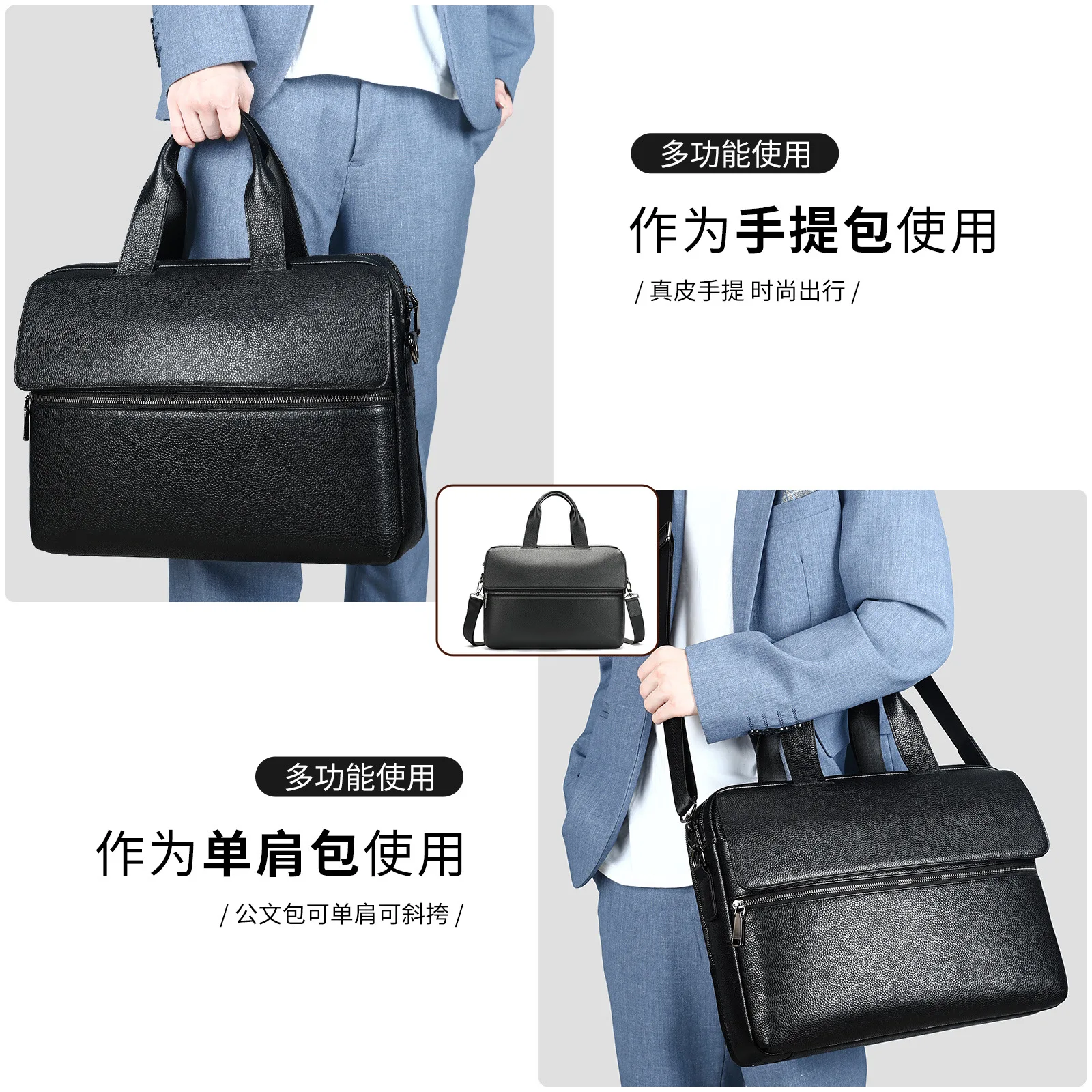 Top Valigette in vera pelle Uomo Donna Borsa da ufficio aziendale Borse a tracolla per laptop unisex da 15 pollici Valigetta in vera pelle di vitello